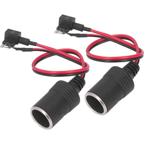 Lot de 2 prises femelles allume-cigare 12-24 V CC 8 A, longueur 30 cm, pour voiture, moto et bateau. (1/5)