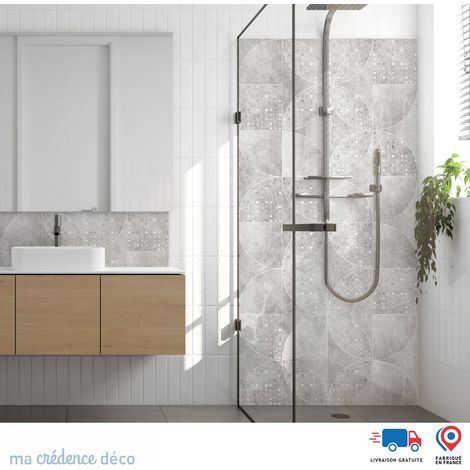 Panneau de douche : Courbe et béton - Couleur noir - Alu composite - 90 - 245 (1/3)