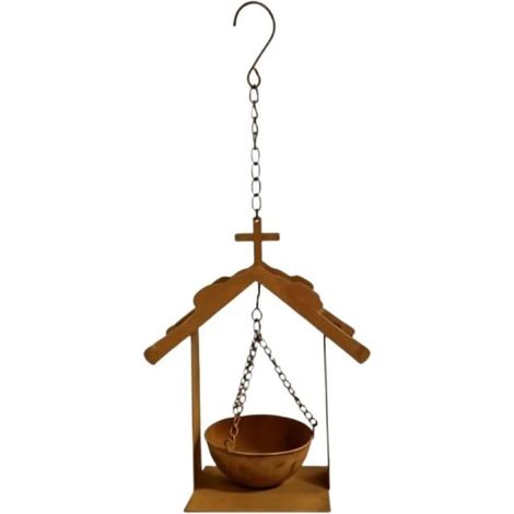 Mangeoire à oiseaux rustique en forme de croix à suspendre pour oiseaux sauvages Décoration de jardin en métal Station en fer (1/5)