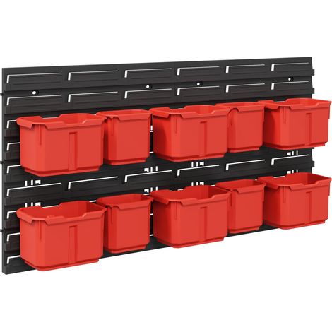 Estante de contenedor Manual Negro y rojo 77,5 x 2 x 39 cm PP vidaXL (1/5)