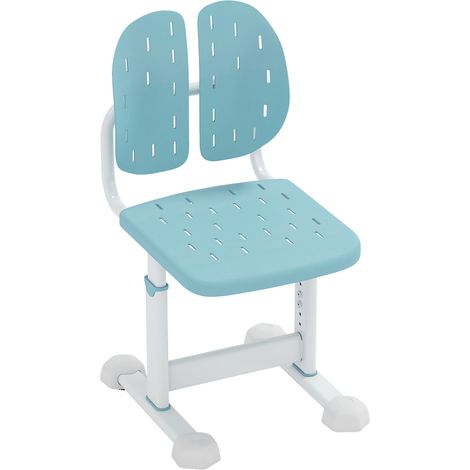 Chaise de Bureau pour Enfant 3 Ans+ Réglable en Hauteur avec Double Dossier et Assise Respirante, Structure en Métal, Charge 100KG, Bleu (1/5)