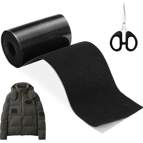 CCYKXA Selbstklebendes Textilreparaturset, 10 x 200 cm wasserdichte Nylonflicken, Textilreparaturset für Autositze, Jacken, Zelte, Sofas, Daunenjacken, Schlafsäcke, Rucksäcke, Schwarz