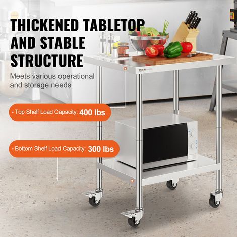 Table de Travail en Acier Inoxydable 61 x 76 - 2 x 95 - 5 cm (1/5)