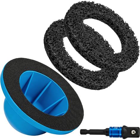 Ponceuse Moyeu Roue avec Adaptateur 1/2", Diamètre Extérieur 150 mm, Diamètre Intérieur 90 mm, Nettoyage Moyeu avec Deux Disques Abrasifs Nylon (1/5)