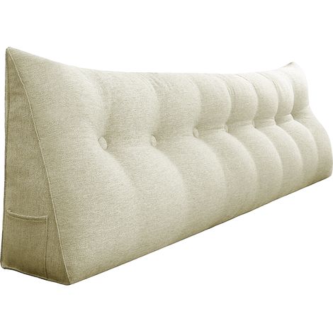 Coussin de lecture triangulaire 200cm – Oreiller de soutien dorsal en lin – Housse lavable – Confort optimal pour lecture et repos – Vercart