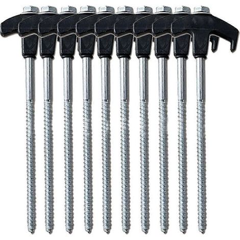 10 piquets de tente à visser, ancrages au sol M8 robustes -- (1/5)