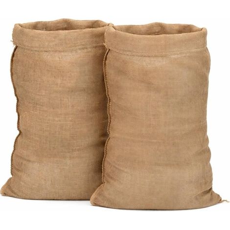 Set of 2 Natural Jute Sacks 60 x 100 cm – 50 kg – Garden Storage, Potato, Green Waste, Brown (1/5)
