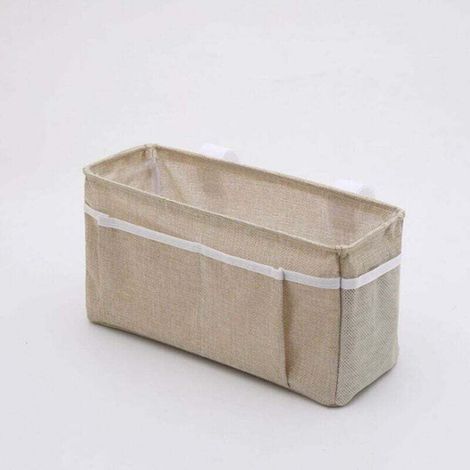 Cestino portaoggetti da appendere per testiera del letto, letto a castello, dormitorio, libri, telefono, riviste, facile da installare (Beige) (1/4)