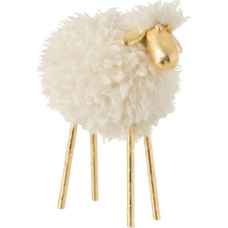 Statuette Déco Design "Mouton" 25cm Blanc & Or