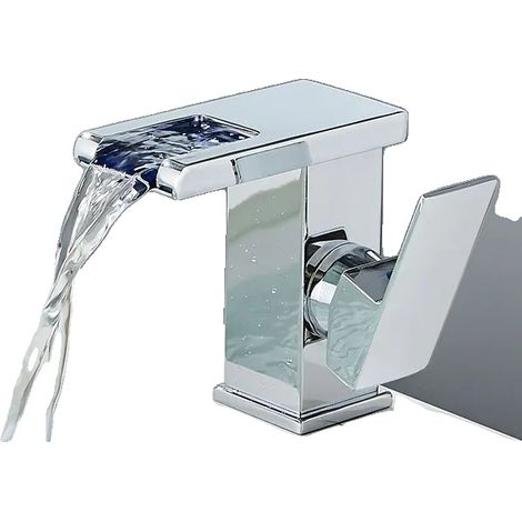 Robinet de lavabo, Indicateur de température LED, Installation sur plan de travail, Chrome (1/2)