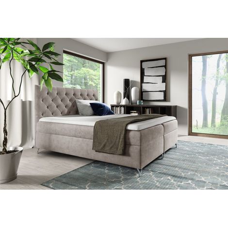 Boxspringbett Schlafzimmerbett AMBRE 200x220cm in Stoff Fresh Beige (1/2)