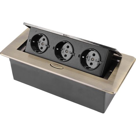 Unterputz-Steckdosenleiste in Bronze mit guter Abdichtung für Besprechungsräume, EU-Stecker 250 V (1/5)