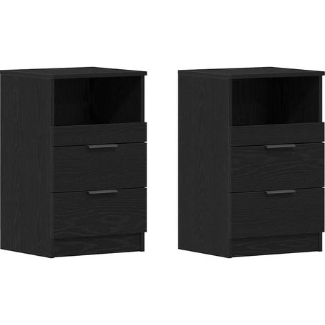 Maison Exclusive - Armario de Noche con cajón 2 pcs Roble Negro 4