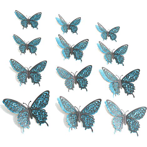Décoration murale papillon 3D, 24 pièces, 4 styles, 3 tailles, pour anniversaire et fête