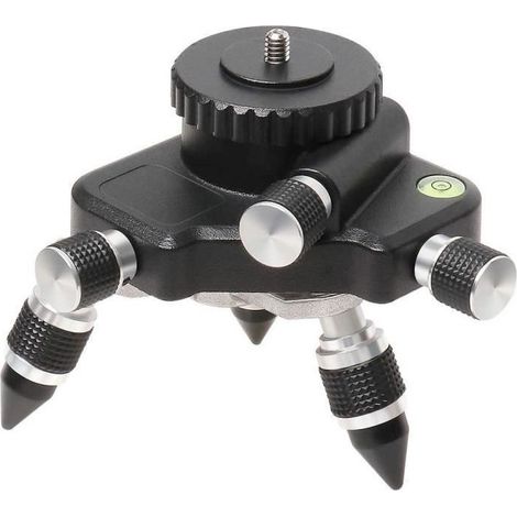 Huepar AT2 Adaptateur de Niveau Laser 360° Tournant Réglable, Connecteur de Trépied, avec Filetage Mâle 1/4″-20 et Bulle Horizontale (1/4)