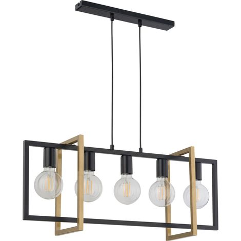 Suspension loft métal 5 lumières noir/or Eden E27 Sigma