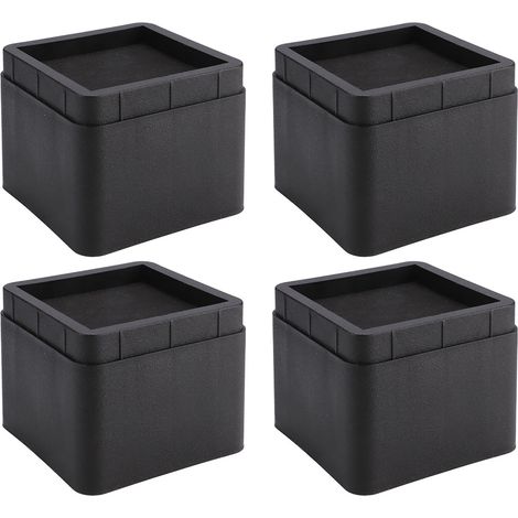 Stück robuste, stapelbare Bettfüße, schwarz, quadratisch, feuchtigkeitsbeständig, insektenabweisend (1/5)