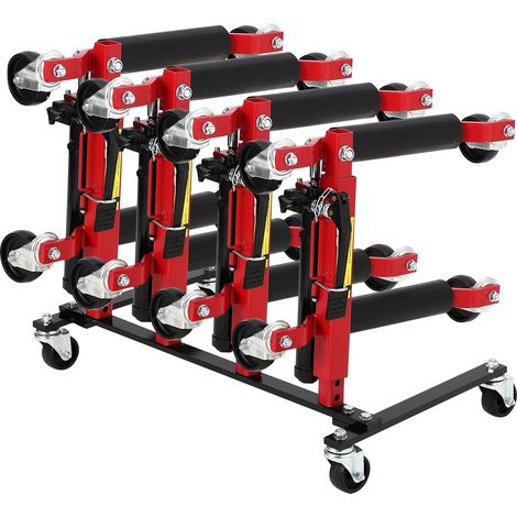 Support de rangement robuste pour chariots de voiture – Capacité 4 chariots, roulettes pivotantes 360°, compatible dollies et crics, idéal pour garage et atelier – Couleur : noir (1/5)