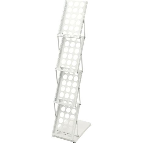 Espositore per brochure, design a 4 tasche, struttura in ferro resistente, BIANCO (1/2)