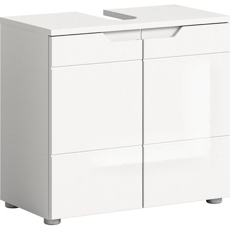 Solero Waschbeckenunterschrank 2 Türen Weiß hochglanz, weiß.