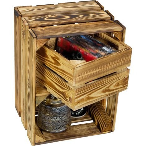 Obstkiste Belotta geflammt Weinkiste Holzkiste Mini-Regal Schubladenregal Aufbewahrungskiste (1/5)