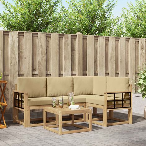 vidaXL Outdoor-Sofagarnitur 5 Stk. Weiß und Beige (1/5)