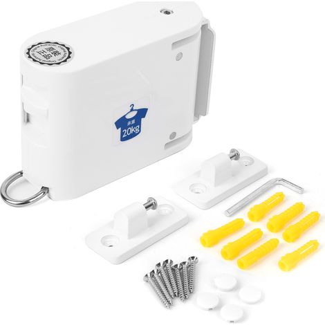 Corde à linge rétractable murale blanche pour séchage de vêtements, support extensible télescopique domestique (1/5)