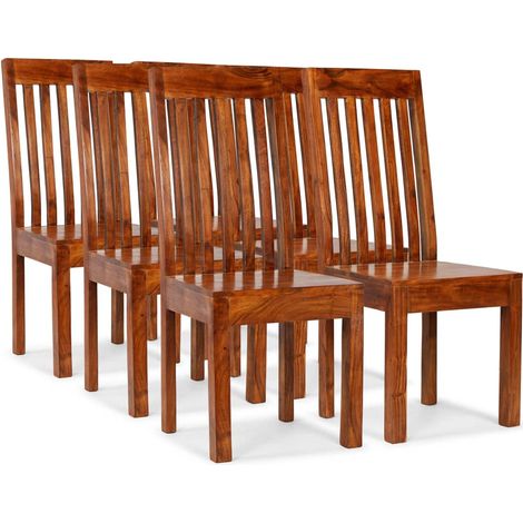 Lot de 6 chaises de salle à manger design épuré et moderne en bois d'acacia brun DEC025681 (1/5)