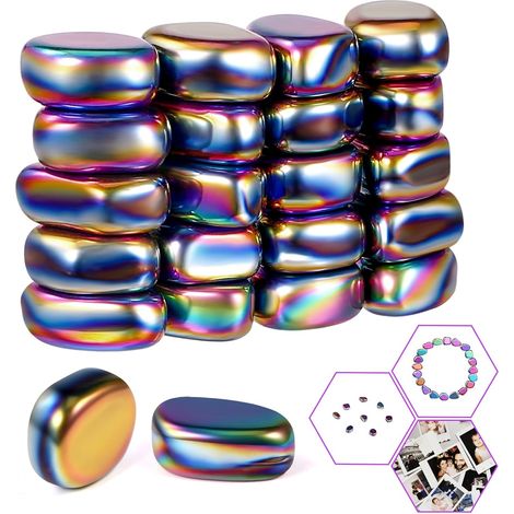 20 Hämatit-Magnete, Magnetstein-Set mit Schnur, Magnetisches Schachspiel, für Meetings, Büro, Reisen, Partys, Camping (Farbe)