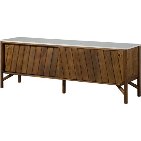 Sideboard Mango 185x45x65 braun geölt / echter Marmor LOS ANGELES 07