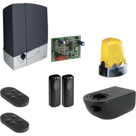 Came – Kit de motorisation de portail coulissant 24V DC jusqu'à 400 kg – Longueur de vantail 14 m – Avec armoire de commande et fin de course mécanique