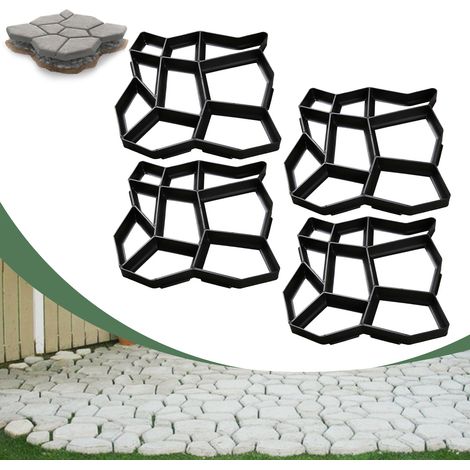 SWANEW 4x giardino pavimentazione stampo nero plastica cemento stampo fai da te riutilizzabile