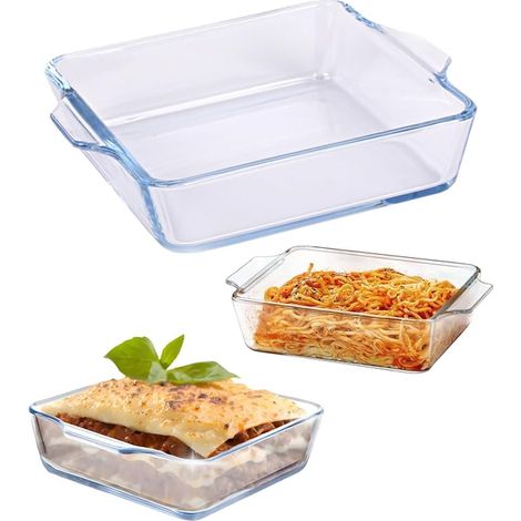 Glass Baking Dish, 19.5 cm x 16.5 cm x 4.5 cm, Oven Dish, Glass Gratin Dish, Suitable for Microwave, Oven, Fridge, Dishwasher (1/5)