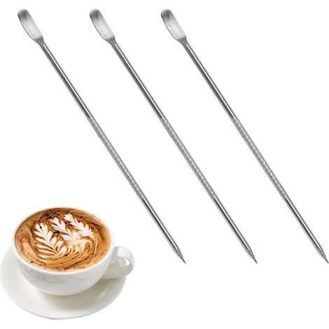 Stylo D'art de Café, Coffee Art Pen, Aiguille de Stylo D'art de Café, Bâton Sculpté for Café Outil de Décoration de Latte D'aiguille de Café de Bricolage, pour Cappuccino Espresso Décoration, 3 Pack (1/5)