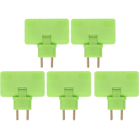 EU-Steckeradapter, EU-Steckeradapter 1 auf 3, 110-250V-Konverter, 5 Stück, 180 Grad kabellose Verlängerung (Grün) (1/5)