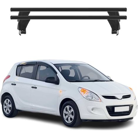 OMAC Dachträger Querträger Alu für Hyundai i20 I 2008-2014 – Abschließbar – T-Nut – City-Crash-getestet – Max. 50 kg Schwarz (1/5)