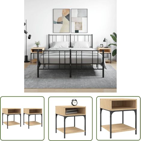 The Living Store Tables de chevet 2 pcs chêne sonoma 40x41x50 cm bois ingénierie - Table De Chevet - Meuble De Chambre - Armoire - Commode - Étagère Murale (1/5)