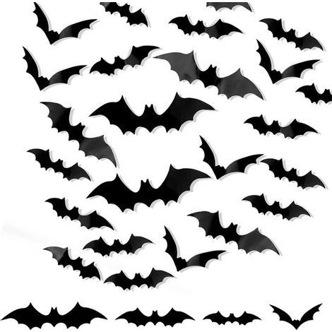 Peysaitr – 60 pièces – Stickers muraux chauve-souris 3D pour Halloween – Décoration chauve-souris en PVC – Décoration d'Halloween réutilisable pour murs, fenêtres, fêtes, portes, plafonds et cheminées (1/5)