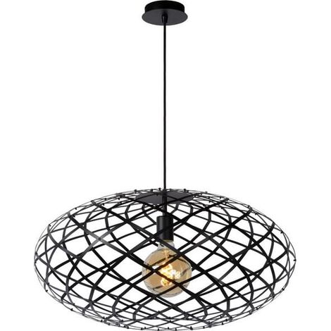 Lampada a sospensione Lucide Wolfram nera metallo Ø65 E27 (1/5)