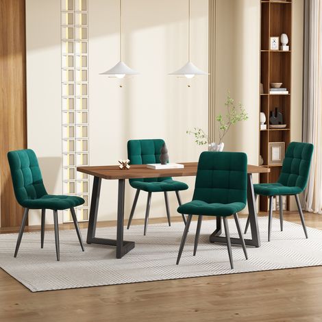 Esstisch Küchentisch Set 5 teilig MDF Walnuss OKMYHOME (1/5)