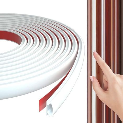 Joint de porte et fenêtre blanc de 8 m type D, isolation thermique et phonique, bande d'étanchéité autocollante en caoutchouc TPE, bande d'étanchéité en PVC pour portière de voiture, compatible avec l (1/5)