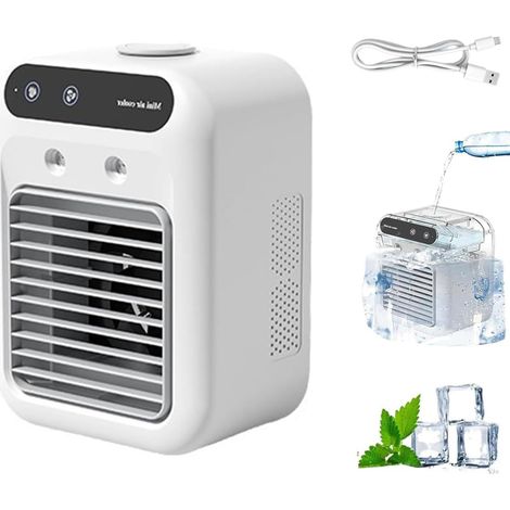 Enfriador de aire portátil de 500 ml, 2 niveles de niebla, temporizador, pantalla LED, mini enfriador de aire evaporativo con humidificador. (1/5)