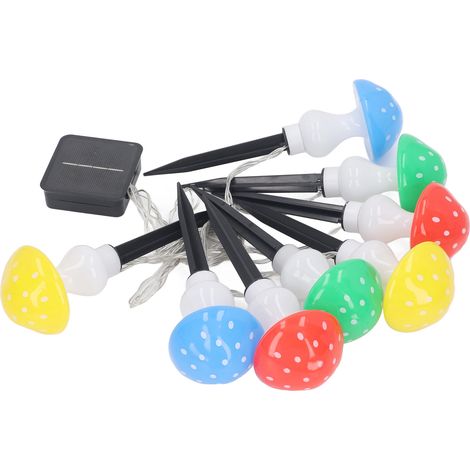 Guirlande lumineuse solaire mini champignon à 8 LED multicolores, étanche, pour décorer jardin, cour et pelouse. (1/5)