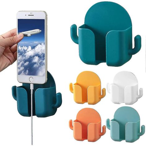 Support mural pour téléphone, boîte de rangement murale autocollante pour téléphone, support mural pour téléphone (4,33 x 5,12 pouces, 5 pièces) (1/5)