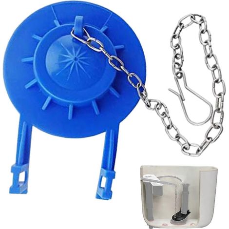Lot de 2 clapets de toilette rechange PVC 5 cm (2 pouces) chaînette acier inoxydable, installation facile étanche salle de bain (1/5)