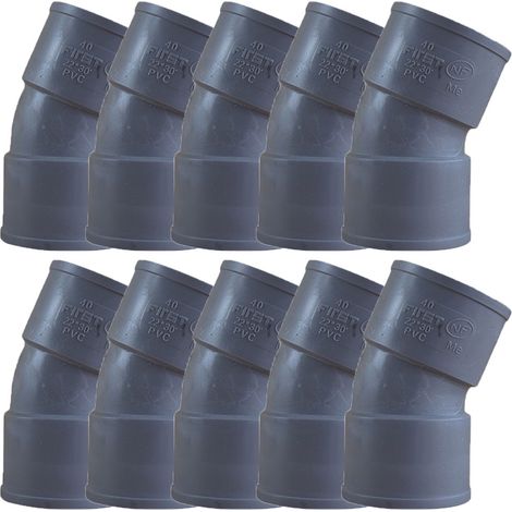 10 coudes PVC 22°30 Femelle Femelle Ø40 - First Plast (1/5)