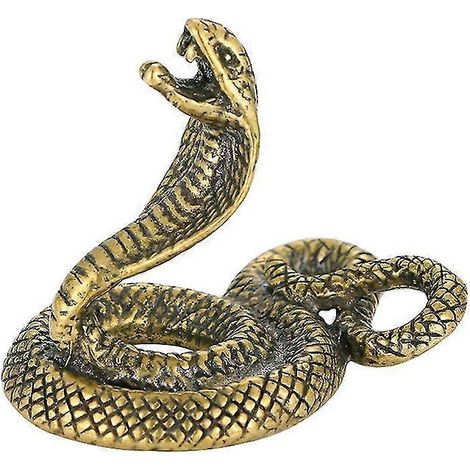Pendule en cuivre Wabjtam de style antique, représentant un cobra, un python royal imposant, avec une poignée massive en cuivre pur, objet de décoration de table. (1/5)