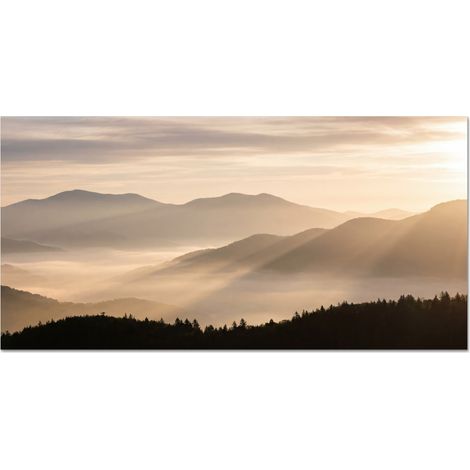 CRÉDENCE CUISINE Montagnes - Brouillard - Rayons de soleil 70x30 cm (1/3)