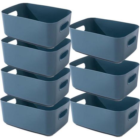 Boite Rangement - Plastique - 25x17.5x9.5 cm - Bleu Foncé - Cuisine Salle De Bain - 1 Pièce (1/5)