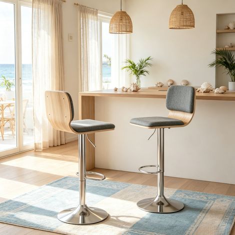 Set di 2 sgabelli da bar girevoli 360° regolabili in altezza grigio HAVRYA (1/5)